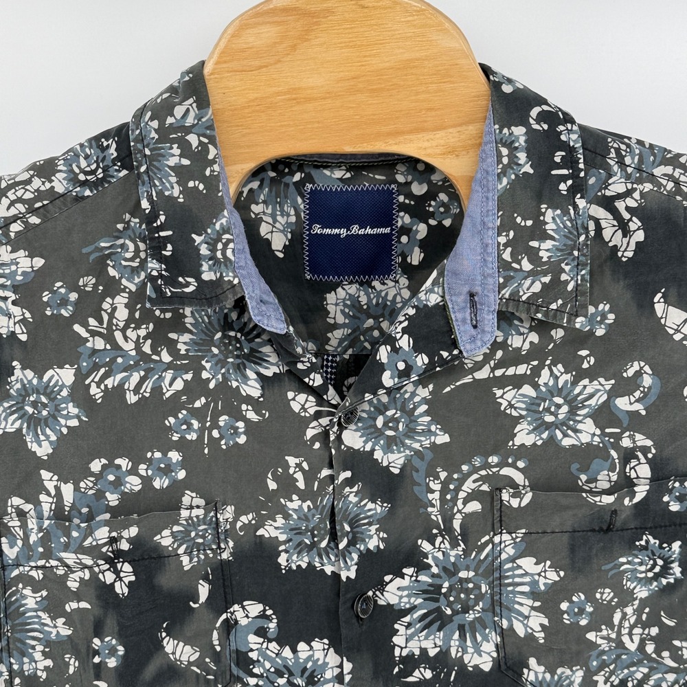 Tommy Bahama Mens Short Sleeve‎ Silk Cotton Blend Button Up Shirt XL TG Floral